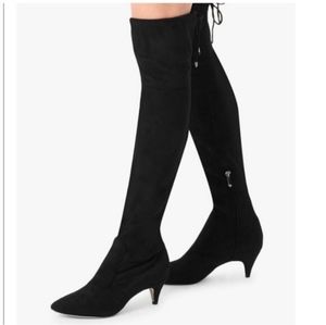 Sam Edelman Kristie Suede Kitten Heels Over The Knee Boots - 10